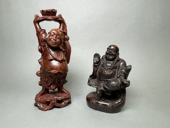 Pair Of Hand Carved Buddha Figures