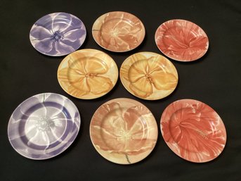Set Of Eight Pier 1 Watercolor Blooms Plates Floral