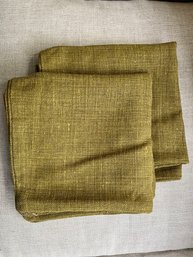 Pair Of Olive Green Textured Linen Throw Pillow Cases