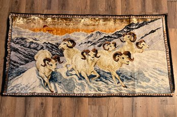 Vintage Velvet Ram Tapestry 19x38