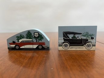 2 Henry Ford Collector Wooden Classic Car Illustrations