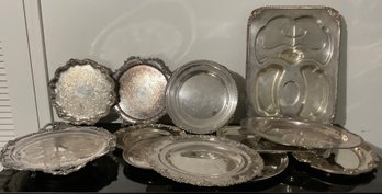 Vintage Silver Plated Lot, 12 Trays Platters