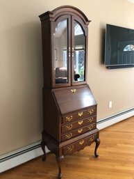 Lighted 2 Piece Cherry Chippendale Style Secretary By Jasper Cabinet