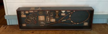 1880s - 1930s History Of Tennis Shadowbox Featuring A Hazells Streamline Racquet Reproduction