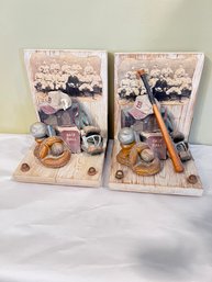 Pair Of Book Ends - Baseball Oriented