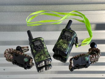 Pair Of Camouflage Walkie Talkies & Coordinating Wristbands With Compass