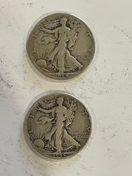 2 - 1944 Walking Liberty Silver Half Dollar