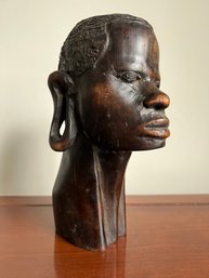 African Wooden Head Bust Carving