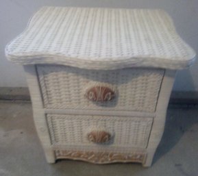 Two Drawer Wicker Stand