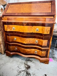 Vintage Walnut, Burl Veneer, Secretary ,slant Front Desk, 3 Drawers