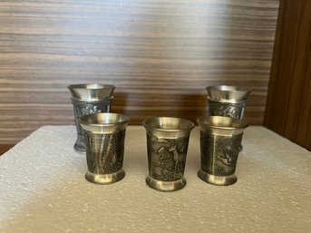 5 Pewter Shot Glasses