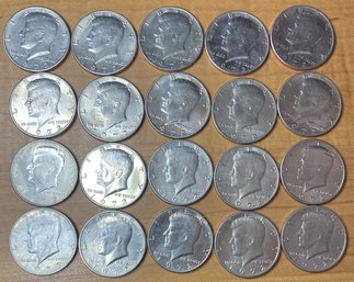 1972 P Kennedy Half Dollar Uncirculated Roll Of 20 Coins