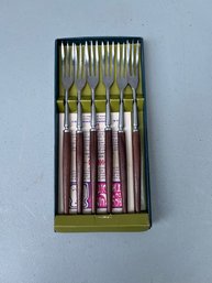 Vintage Mid Century Stainless And Wood Fondue Forks