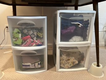 Pair Of Two Drawer Organizers With Quilting Fabric