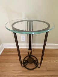 Deco Style Glass Top Side Table