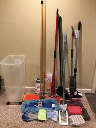 Cleaning Lot - Dustmops, Brooms, Broom Bin, Plus