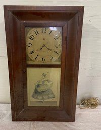 19th Century New Haven Mahogany Mantle Clock- Electrified