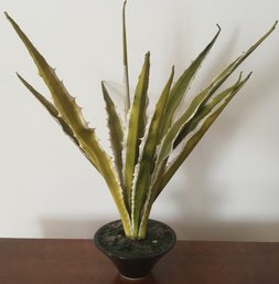 Artificial Aloe Arrangement, Black Ceramic Planter.