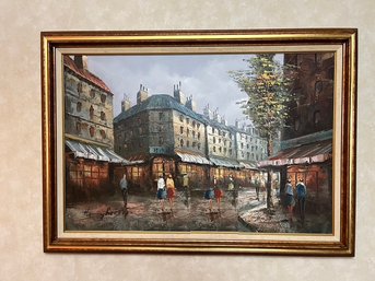 Signed Henry Rogers Painting Of A European City Scene