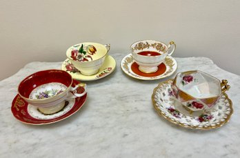 4 Bone China Teacups, Made In England & Japan