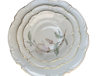 Hutschenereuth SELB 7 Piece Place Setting Of Bavarian Porcelain 'The Magnolia' Pattern For 8 Plus Man Extras