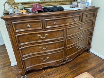 American Drew, French Provincial Style Dresser, With Acanthus Leaf Trim, Burlwood Finish