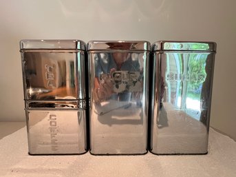 Chrome Beauty Ware Canister Set, By Lincoln, Made In Brooklyn, New York, Ca. 1970