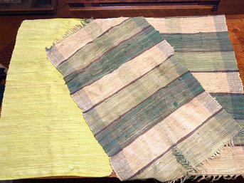 Trio Of Woven Green Throw Rugs