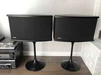 Incredible Pair Of BOSE 901 Floor Speakers In Black With Equalizer And Cables - ALL BLACK - Great Condition