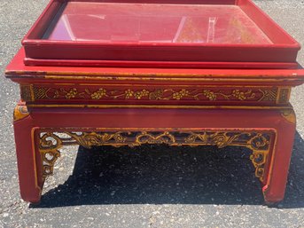 Red Lacquered Oriental Low Table