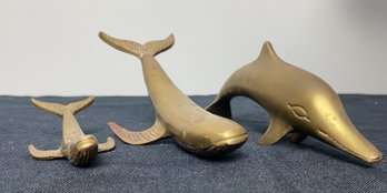 Trio Of Solid Brass Figurines