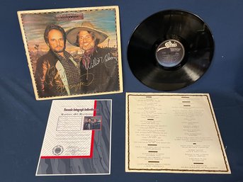 Willie Nelson - Merle Haggard, Autographed  Pancho And Lefty  Album Cover With Authentication Cert