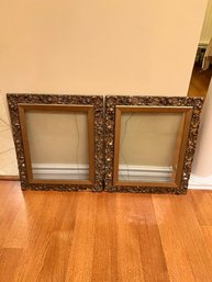 Antique Gilt Frames, Metal And Wood, Old Glass,