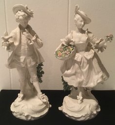 A.J. Uffrecht Exquisite Man & Woman Porcelain Figurines.
