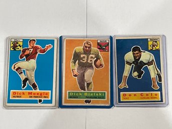 1956 Topps Football Card Lot.    3 Cards Total.