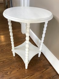 Pretty Wooden Table With White Distressed Painted Finish