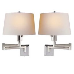 A Pair Of Visual Comfort Chunky Swing Arm Sconce - Polished Nickel -