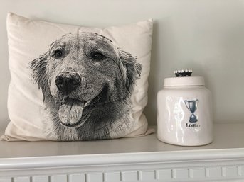 Golden Retriever Pillow And Doggie Treat Jar