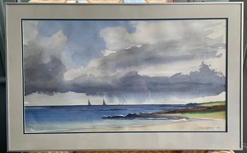 Signed Sailing Scene Watercolor By Richard Grosvenor 1991