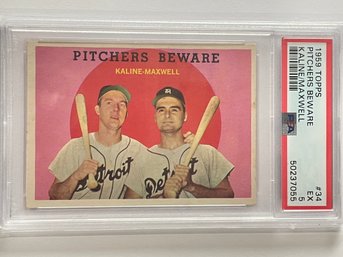 1959 Topps Pitchers Beware Al Kaline / Charlie Maxwell Card #34    PSA 5