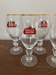 Set Of 5 Stella Artoise Beer Glasses & Cocktail Napkins
