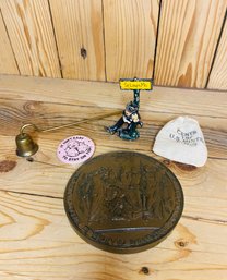 Cast Iron Drunk Man, Medallion Paperweight And More