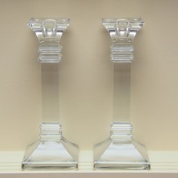 Pair Of Crystals Glass Candle Holders