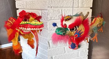 (2) Vintage Chinese Dragon Hand Puppets