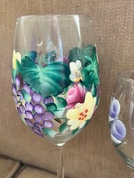 Hand Painted Stemware With Hand Painted Serving Board