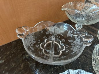 Group Of Cut Crystal And Pressed Class Dishes