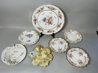 FIVE PIECES LIMOGES AND PRUSSIA PORCELAIN