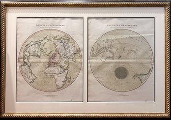 Antique Maps Of Northern And Southern Hemispheres