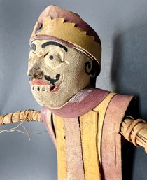 HANDCRAFTED BALI, INDONESIA MAN BY SARNA: Carved Handpainted Wooden Head, Ethnic Doll, Dyed Palm & Straw Body