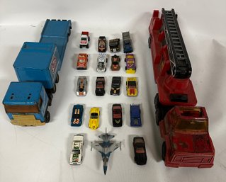 Tonka Red Fire Truck Engine Ladder, Richard Petty Race Car Blue Truck, Different Hot Wheels Cars Aeroplane  D3